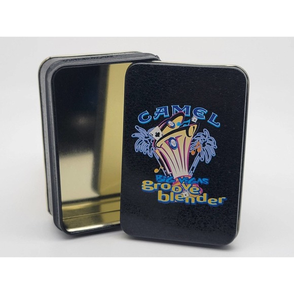 1996 Joe Camel Big Vegas Groove Blender Black Tin Vintage Las Vegas Collectible - Picture 2 of 5